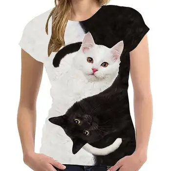 Mados 2020 Naujas Cool T-shirt Vyrai/Moterys 3d Marškinėlius Spausdinti Dvi Katės trumpomis Rankovėmis Vasaros Viršūnes Tees Marškinėliai Vyrų ir moterų marškinėliai