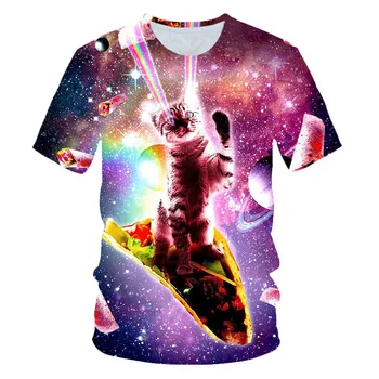 Mados 2020 Naujų vaikai Cool T-shirt berniukų, mergaičių 3d Marškinėlius Spausdinti dvi katės trumpomis Rankovėmis Vasaros Viršūnes Tees marškinėliai 4-14Y