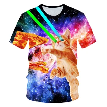 Mados 2020 Naujų vaikai Cool T-shirt berniukų, mergaičių 3d Marškinėlius Spausdinti dvi katės trumpomis Rankovėmis Vasaros Viršūnes Tees marškinėliai 4-14Y