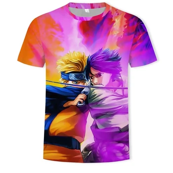 Mados 3D vyriški marškinėliai Naruto Asmenybės Spausdinti marškinėliai vyriški Gatvės Drabužių Apvalios Kaklo marškinėliai vyrams