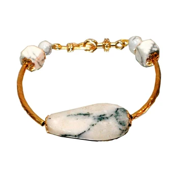 Mados Apyrankė su agato, natūralios baltos aukso spalvos papuošalų mados juvelyriniai dirbiniai moterų Stiliaus 2020 m.