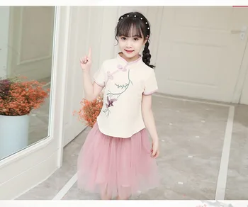Mados hipster mergina Hanfu naujus moteriškus vasaros suknelė kūdikių retro 2 dalių komplektas super užsienio dujų banga mergaitę Tango kostiumas
