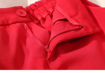 Mados kostiumas kostiumas moterims pavasario Nauji aukštos kokybės Raudona Dvigubo Breasted verslo kostiumas + kelnės Dviejų dalių OLIS kostiumas moterims, dydis M-5XL