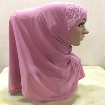 Mados Musulmonų Moterims Gėlių Nėrinių Instand Hijab Šalikas Galvos apdangalą Underscarf Arabų Malda Apsiaustas Malaizija Hijabs Nešioti
