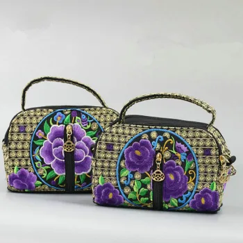 Mados nacionalinės siuvinėjimo moterų rankinės pirkinių!Gražus gėlių aplikacija lady peties&Crossbody maišeliai, daugkartinio naudojimo drobė krepšiai
