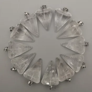 Mados natūralaus akmens švytuoklė Natūralių kristalų Kūgio pakabukai pakabukas papuošalai priėmimo 12pcs/daug Didmeninė nemokamas pristatymas