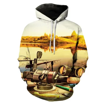 Mados naujų žvejybos vyrų hoodies 3d spausdinimo rudens lauko karpis atsitiktinis Marškinėlius juokinga Hoodies vyrų negabaritinių hoodie