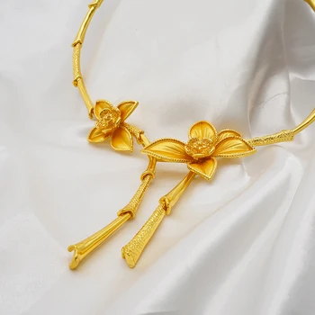 Mados papuošalų rinkiniai aukso spalvos geriausios kokybės papuošalų rinkiniai afrikos moterų karoliai naujo dizaino vestuvių papuošalai