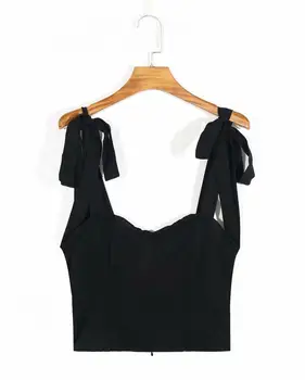 Mados pasėlių viršų seksualus kietas streetwear juoda camis moterų elastinga vasaros viršūnės peties vest femme vestidos dropshipping