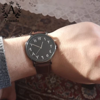 Mados Ponios Laikrodžių Arabų Kvarcinis Laikrodis Lydinio, Juodos Rudos Odos Dirželis Chronograph Laikrodis
