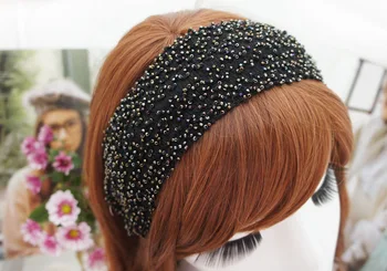 Mados Prabangus Perlų nagų granulių Plaukų Lankų Lankelis Hairband Moterų, Mergaičių, Plati krašto Bohemijos Plaukų Juosta Plaukų Aksesuarai