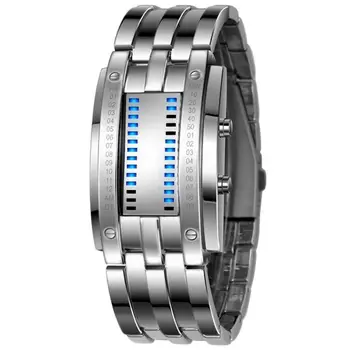 Mados Skaitmeninis Dvejetainis Smart Watch Vyrai Moterys Unisex Nerūdijančio Plieno Data Juoda LED Apyrankės Sporto Laikrodžiai