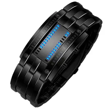 Mados Skaitmeninis Dvejetainis Smart Watch Vyrai Moterys Unisex Nerūdijančio Plieno Data Juoda LED Apyrankės Sporto Laikrodžiai