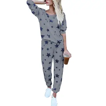 Mados Star, Modelis ilgomis Rankovėmis Viršuje Kelnės Moterų Namų Sleepwear Pižama Nustatyti atsitiktinis laisvalaikio dropshipping