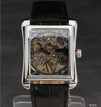 Mados steampunk laikrodžiai moterų mados prabangos žiūrėti 1pcs aukso vertus vėjo Skeletas Mens atsitiktinis Mechaninė juoda wriswatch laikrodis