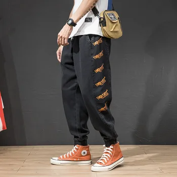 Mados Streetwear Vyrų Džinsai Palaidi Tinka Spausdinti Dizaineris Haremo Kelnės Cargo Kelnės, Žalios Spalvos Hip-Hop Džinsai Vyrams Poilsiu Kelnės