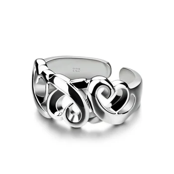 Mados Tuščiaviduriai Širdies formos Paprasta Moteris Žiedas 925 Sterlingas Sidabro Žiedai, Sužadėtuvių Žiedas Žavinga Papuošalai, Aksesuarai Dovanos
