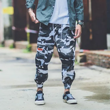 Mados Vyras Jogger Hip-Hop Paslėpti Šoninės Kišenės laisvo Stiliaus Vyrų Sweatpants High Street Atsitiktinis Manžetai Kelnės