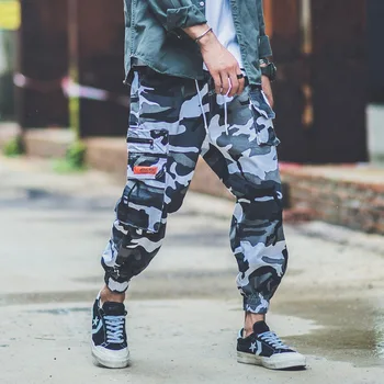 Mados Vyras Jogger Hip-Hop Paslėpti Šoninės Kišenės laisvo Stiliaus Vyrų Sweatpants High Street Atsitiktinis Manžetai Kelnės