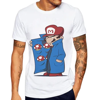 Mados Vyrų Marškinėliai Trumpomis Rankovėmis Juokingas Mario Atspausdinta Tee Marškinėliai Hipster Cool Dizaino Vyras Viršūnes Animacinių Filmų Gam Medvilnės Mens Marškinėlius