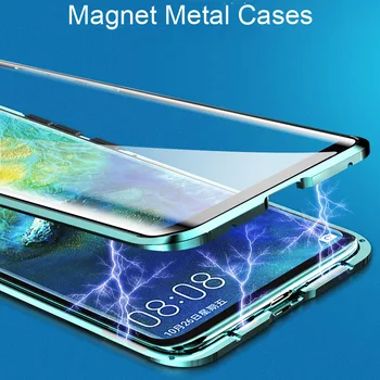 Magnetinio Adsorbcijos Atveju, Huawei Mate 20 X 5G Metalo Rėmas Aišku, Grūdinto Stiklo Dangtis Mate 20X 5G Magnetinio Apversti Atvejais Mate20X