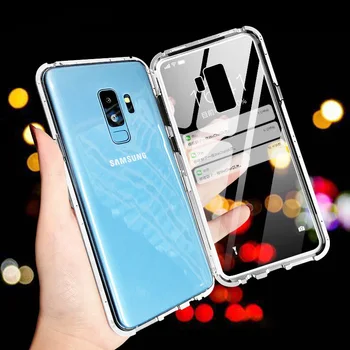 Magnetinio Adsorbcijos Metalo Case For Samsung Galaxy S10 S20 Plius A70 A50 A71 A51 M31 A30S Grūdinto Stiklo Atgal Padengti Magnetas