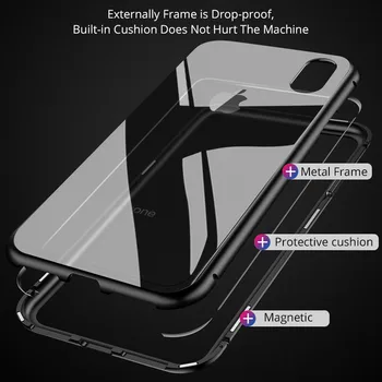Magnetinio Adsorbcijos Telefono dėklas Skirtas iPhone 6 6s plius 7 8 plus X Metalo Magnetas Stiklo Atgal Padengti 