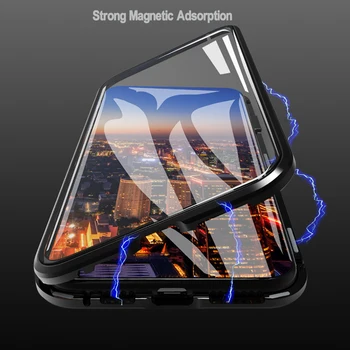 Magnetinio Atveju, Samsung Galaxy S8 padengti Visas Stiklas Grūdintas Kino Magnetas Case Cover For Samsung Galaxy S8+ S8 plius telefono dėklas