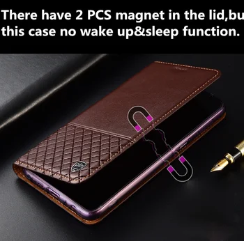 Magnetinio telefono dėklas natūralios odos flip cover kredito kortelės lizdas Samsung Galaxy A7 2018 M./ 