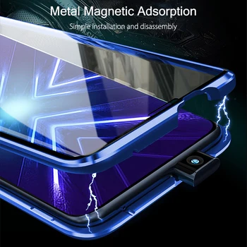 Magnetinio Telefoną Atveju Huawei Honor 9X Pasaulio dvipusės Grūdintas Stiklas, Bamperis telefono Dangtelį ant Garbės 9 X honor9x Premium coque