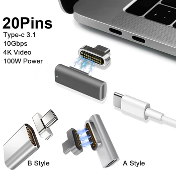 Magnetinio USB C Adapteris 20Pins C Tipo Jungtis USB PD 100W Greitai Įkrauti 10Gbp/s Duomenų MacBook Pro/Air Ir Daugiau C Tipo Įrenginys