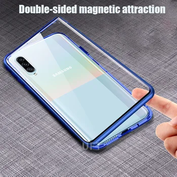 Magnetinės Metalo Case For Samsung Galaxy Note 20 Ultra 10 Pro 9 S10 S20 S8 S9 Plus A51 A71 A50 A70 A10 A20 Dviguba Šoninio Stiklo Danga