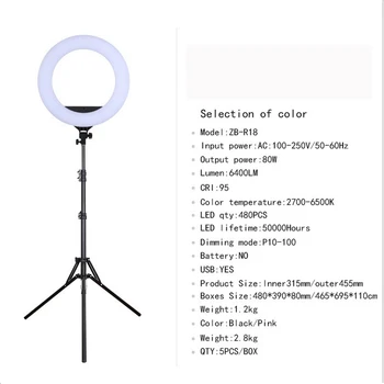 MAMEN 18 colių LED Vaizdo Selfie Žiedas šviesos 45cm Fotografija Apšvietimo 