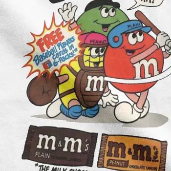 M&M ' s Beisbolo vyriški Marškinėliai Šokoladiniai Saldainiai, Charakteris Nuostabus, Trišakiai trumpomis Rankovėmis Apvalios Apykaklės Marškinėliai Medvilnės didelio Dydžio Drabužius