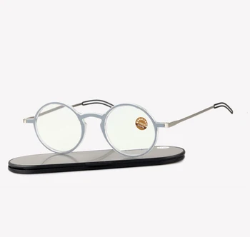 Manhattan skaitymo akiniai + Milano anoduoto aliuminio, magnetinio atveju | Apvalios juodos spalvos rėmai Presbyopia Reader Toliaregystė Akiniai