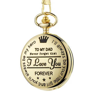 Mano TĖTI, aš Tave Myliu, AMŽINAI Kišenėje Žiūrėti Dovanas tėvo Diena Gimtadienio Dovana Lazeriu Graviruotas Tekstai Fob Grandinės Pakabukas Laikrodis Reloj