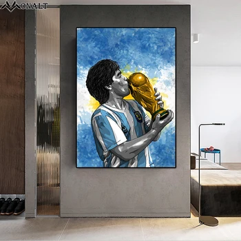 Maradona Futbolo žvaigždė Drobė Spausdinti Plakato HD Ronaldo Beckham Šiuolaikinio Meno Aliejaus Tapybai Hoom Dekoro Gyvenimo Kambario Sienos Paveikslas Nuotrauką
