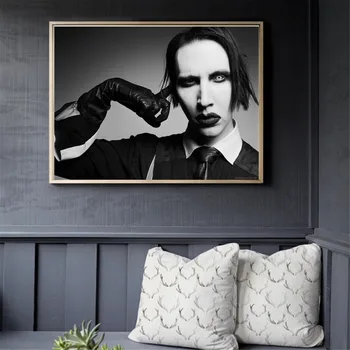 Marilyn Manson Juoda Ir Balta Drobė, Tapyba Plakatus Ir Nuotraukas Kambarį Nr. Įrėminti Sienos Paveiksl Namų Dekoro