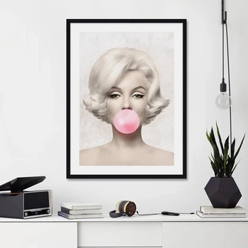 Marilyn Rožinė Monroe Bubble Gum Wall Nuotraukas Kambarį Dekoro Mados Plakatus Spausdina Sienos Meno Tapybos Drobės Neįrėminti