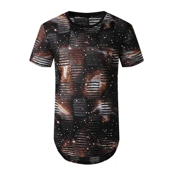 Marškinėliai Vyrams 2020 M. Vasarą Prekės Žvaigždėtas Dangus 3D Spausdinimo Skylę Dizaino Hip-Hop Ilgai Negabaritinių Tshirts Vyrai Laisvi Harajuku Camisetas