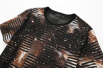 Marškinėliai Vyrams 2020 M. Vasarą Prekės Žvaigždėtas Dangus 3D Spausdinimo Skylę Dizaino Hip-Hop Ilgai Negabaritinių Tshirts Vyrai Laisvi Harajuku Camisetas