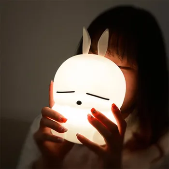 Mashimaro LED Naktį lengvo Prisilietimo Jutiklis Spalvinga USB Animacinių filmų Silikono Triušis Lempos Katytė Naktiniai staleliai, Lempa, Vaikams, Vaikų, Kūdikių Dovanų