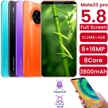 Mate33 Pro Išmanųjį telefoną su 512M+4GGB didelę Atmintį 5.8 Colių Ekranas Paramos Face/Atspaudų Atrakinti dviejų SIM kortelių Mobilieji Telefonai 2020 m.