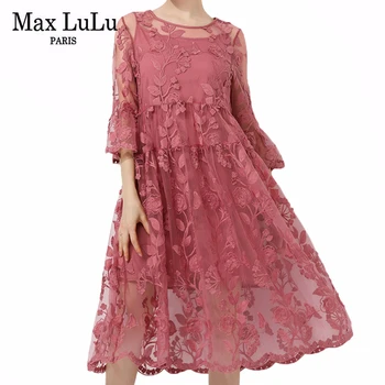 Max LuLu 2020 Naujas Vasaros Europos Mados Dizaineris Ponios Prarasti Suknelės, Moteriški Nėriniais, Šifono Suknelė Atsitiktinis Elegantiškas Gėlių Vestidos