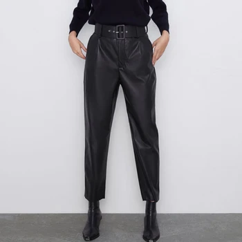 Mazerout Atumn Pavasario Vasaros kostiumas kelnės moteris, aukšto liemens Kelnės varčias kišenės office lady kelnės mados vidutinio amžiaus Juoda