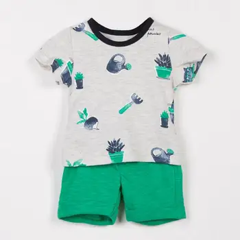 Mažai specialistė prekės vaikams 2019 m. vasarą kūdikių berniukų drabužiai medvilnės vaikų nustato automobilio dryžuotas banginis spausdinti marškinėliai + šortai