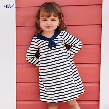 Mažai specialistė, vaikų mergaičių mados prekės ženklo rudenį vaikų suknelė kūdikių, mergaičių drabužiai bamblys mergina dryžuotas lankas suknelės S0829