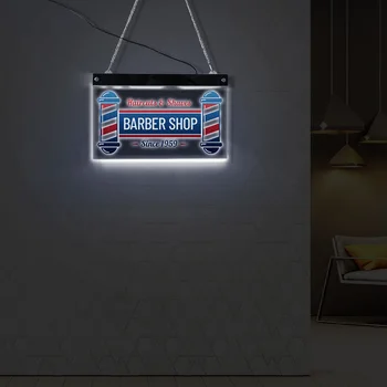 Mažesne nei rinkos verte & Drožlių Kirpykla, LED Elektroniniai Apšviesta Pasirašyti Kirpykla Užsakymą Plaukų Salonas Akrilo LED Edge Lit Barbershop Logotipas