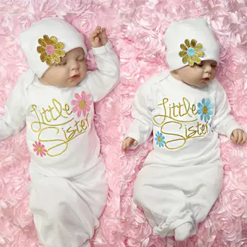 Mažoji Sesutė ir Gėlių Aplikacija Kūdikių miegmaišis su Skrybėlę