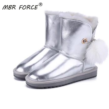 MBR JĖGA Australijos klasikinis ponios odos avikailio sniego batai žiemą šiltas moterų batai neperšlampami deimanto žiedas fox pliušinis kamuolys